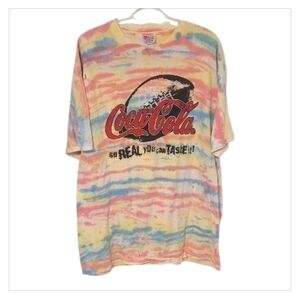 Coca Cola 90s Vintage Tie Dye Tee XL | Football Graphic | Distressed